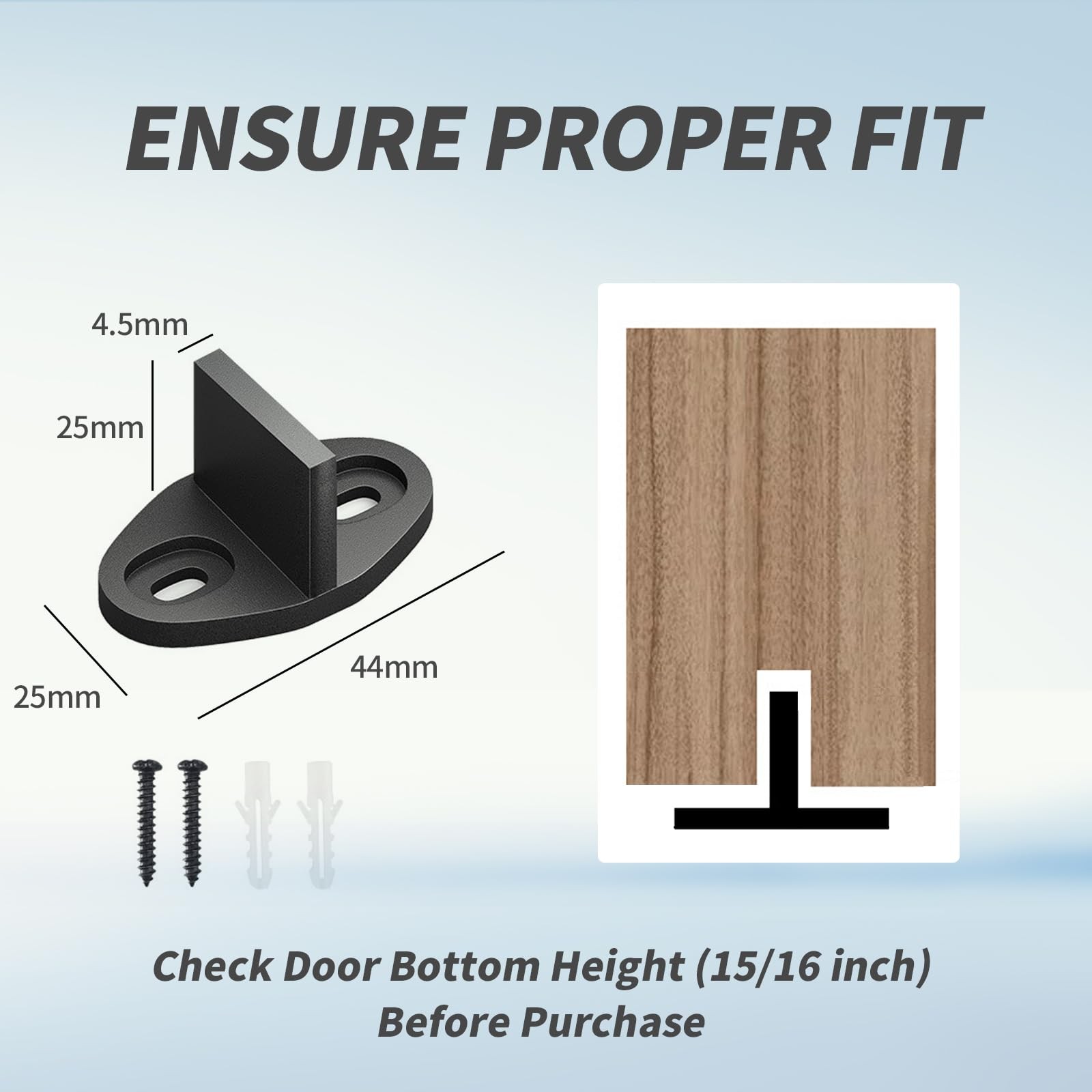 4Pack Black Floor Guide for Sliding Barn Door Hardware T Shape Guides 4 PACK