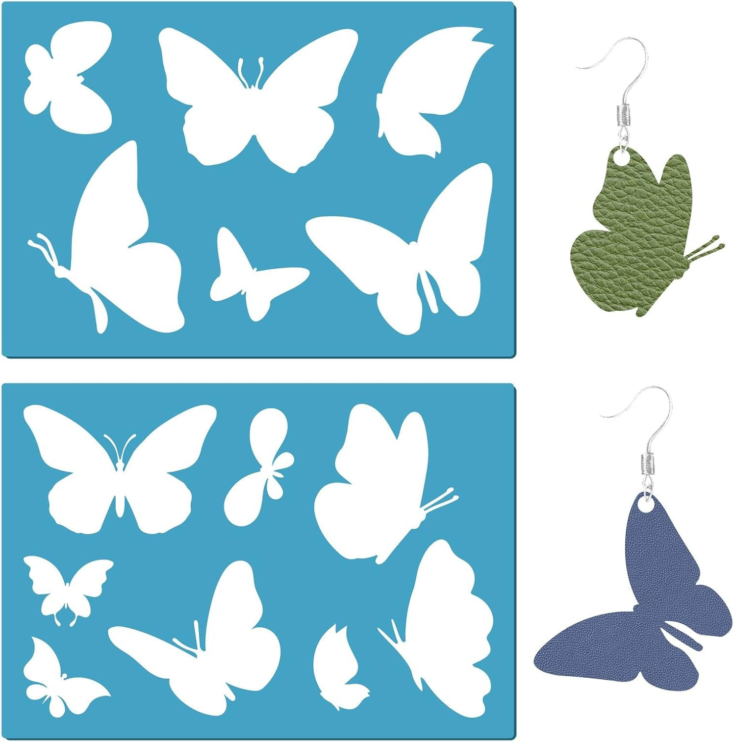 2 Styles Jewelry Shape Template Reusable Earrings Making Plastic Butterfly Cutou