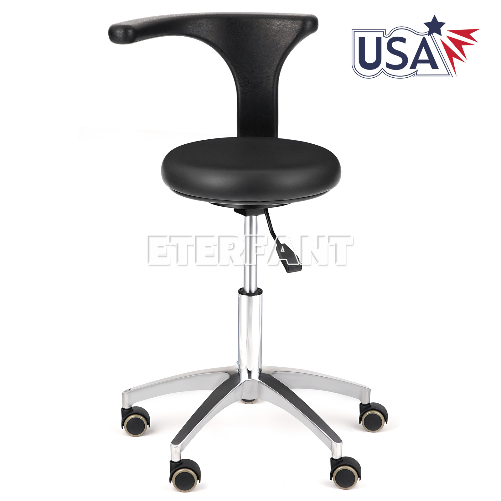 Dentist Doctor Assistant Stool Dental Adjustable Mobile Chair PU Leather US