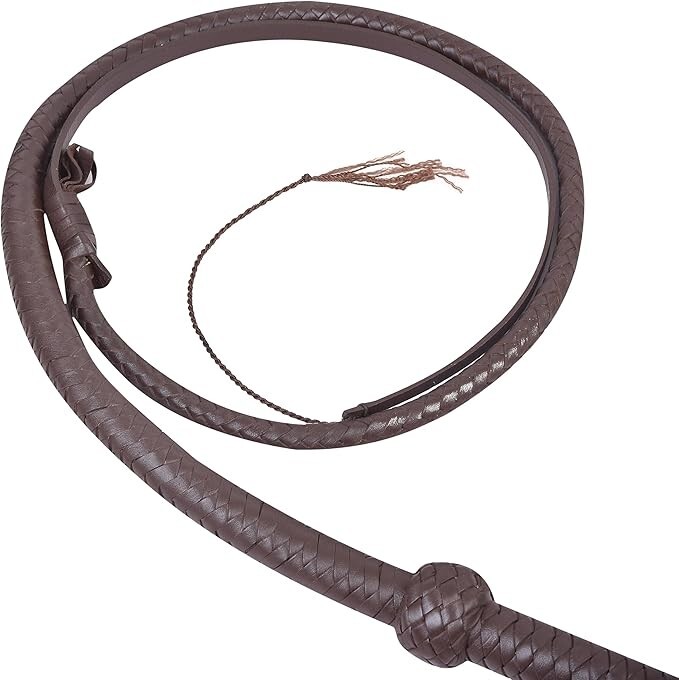 Leather Bull Whip 04 to 08 Foot 8 Plaits Real Cow Hide Leather Equestrian Whip