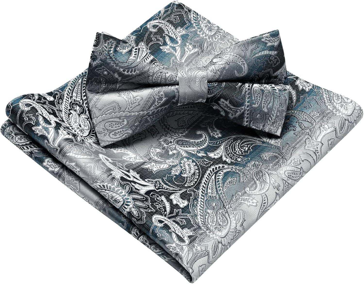 Bow Ties for Men Paisley Floral Pre-tied Bowtie Pocket Square Set Men's Formal B