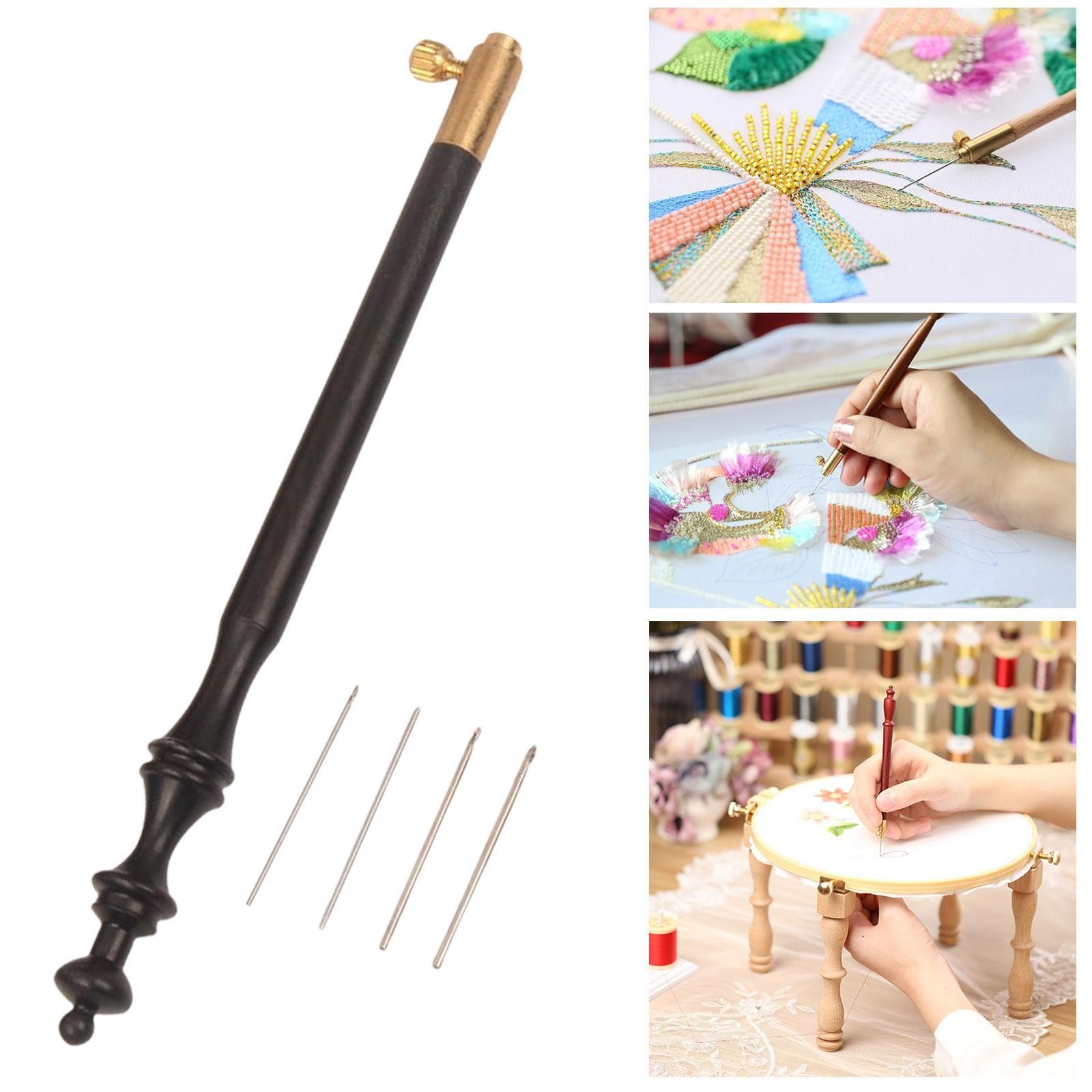 Hook with 4 Embroidery Beading Needle Tools