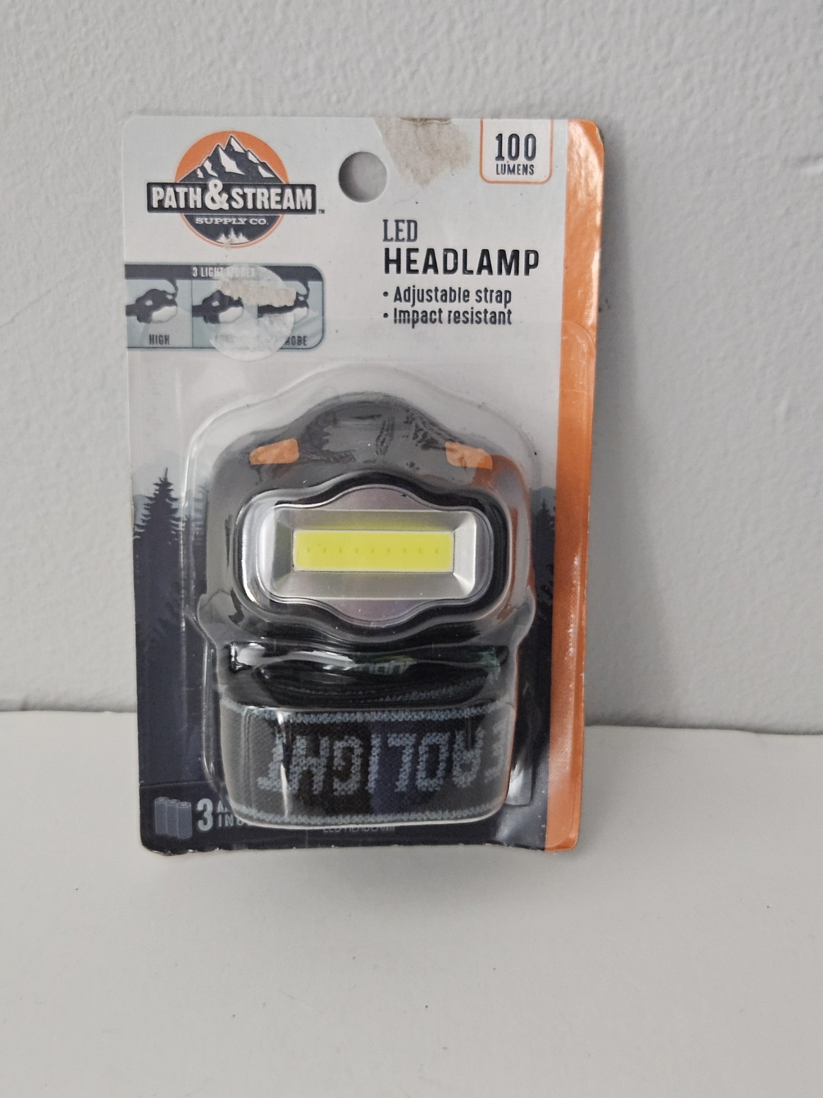 100 Lumen LED Headlamp Path & Stream 3 Settings, Adjustable Strap AAA Included
