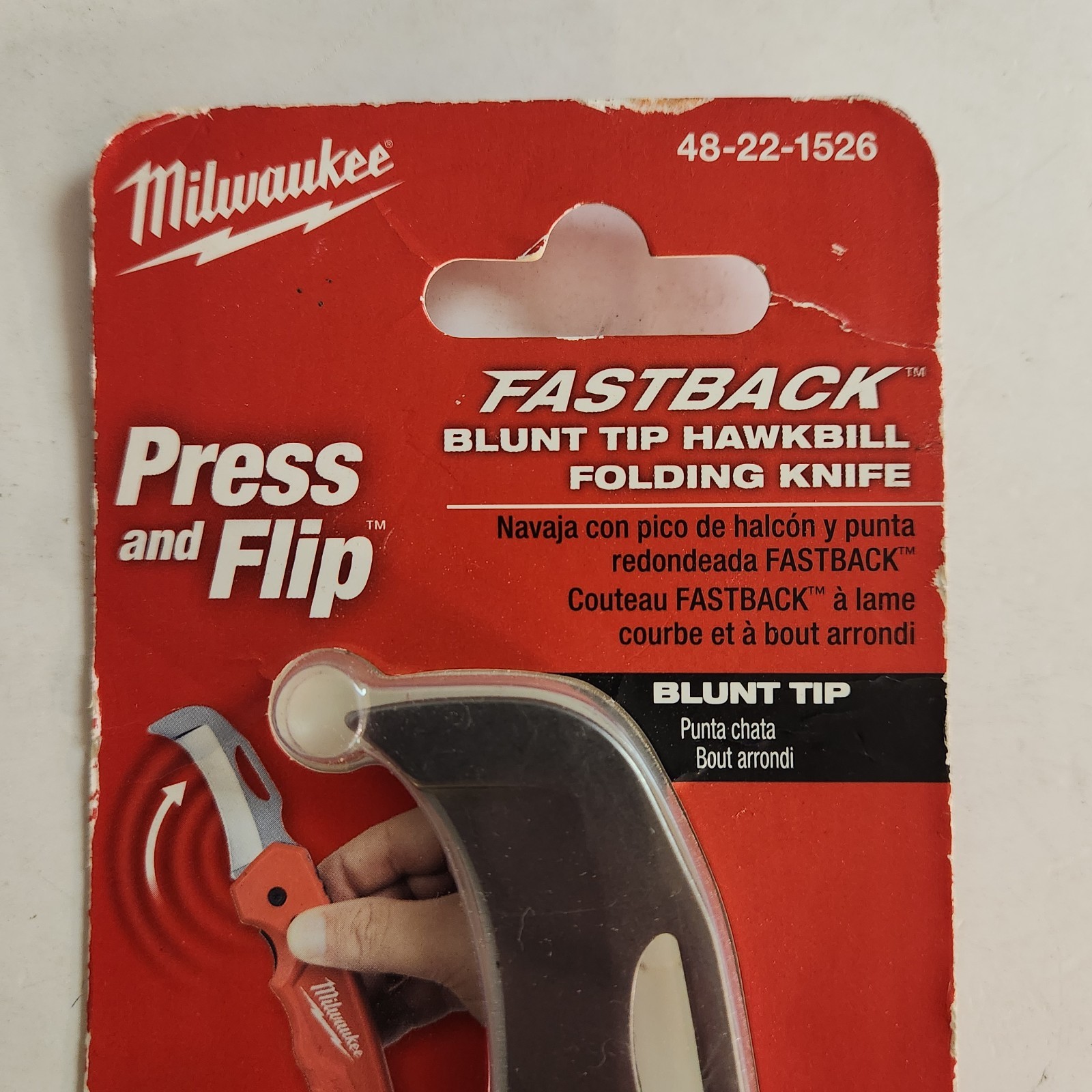 Milwaukee Fastback Blunt Tip Hawkbill Folding Knife 48-22-1526