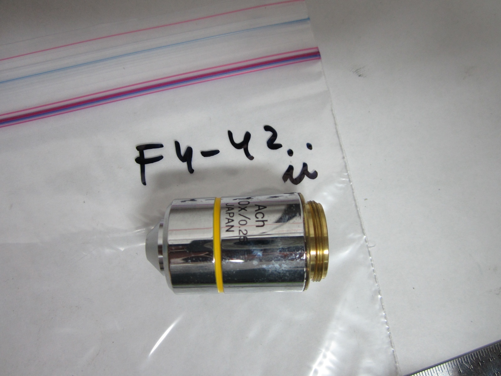 MICROSCOPE OBJECTIVE OLYMPUS JAPAN ACH ACHROMAT 10X INFINITY OPTICS BIN#F4-42