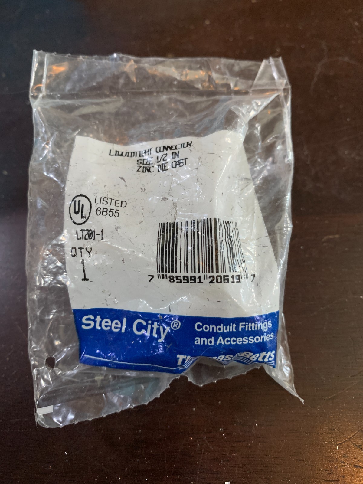 1/2" Liquidtight Connector Zinc Die Cast Steel City LT201-1 Thomas & Betts