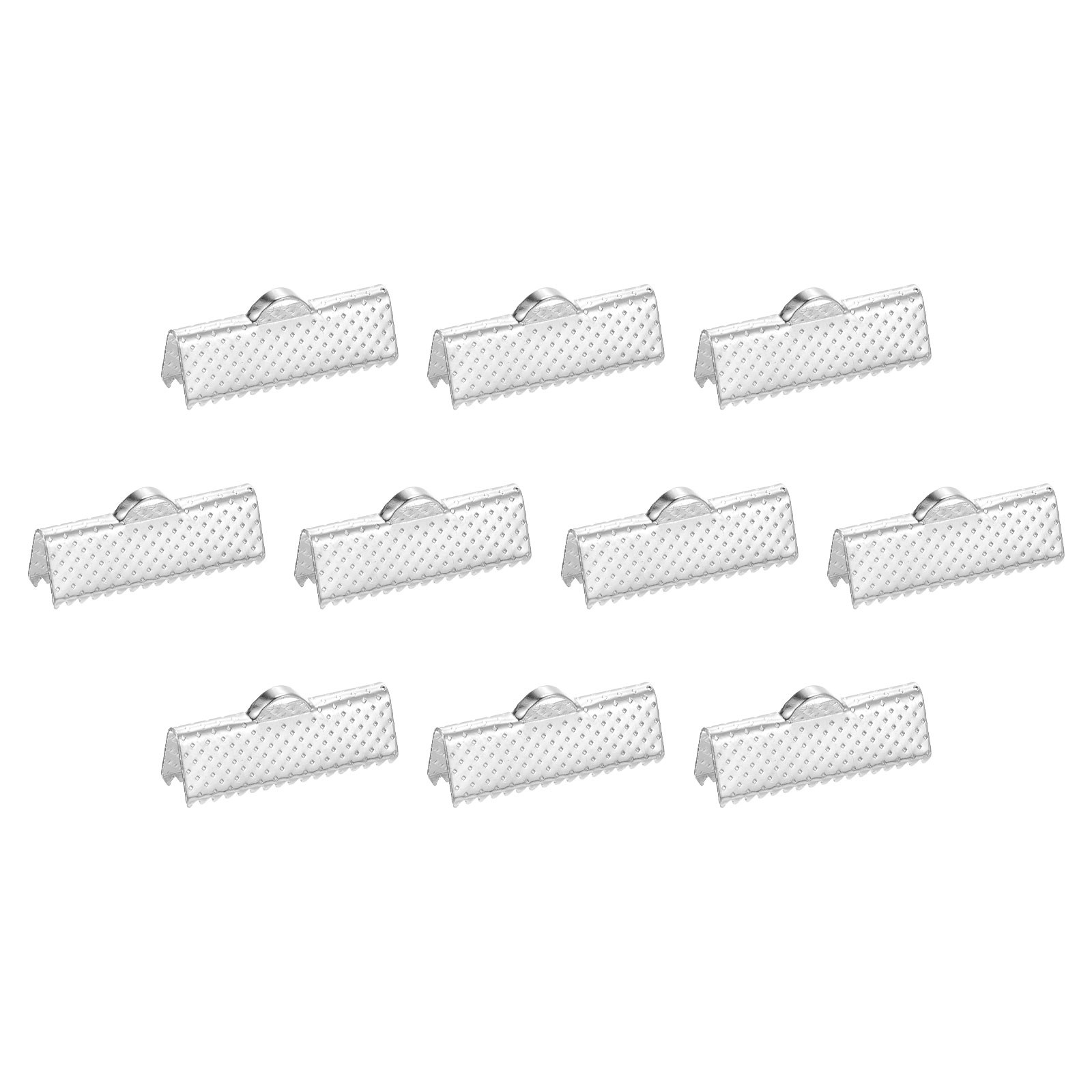 280Pcs Ribbon Crimp Clamp Ends, 20mm Bookmark Pinch Crimp Ends, Silver White
