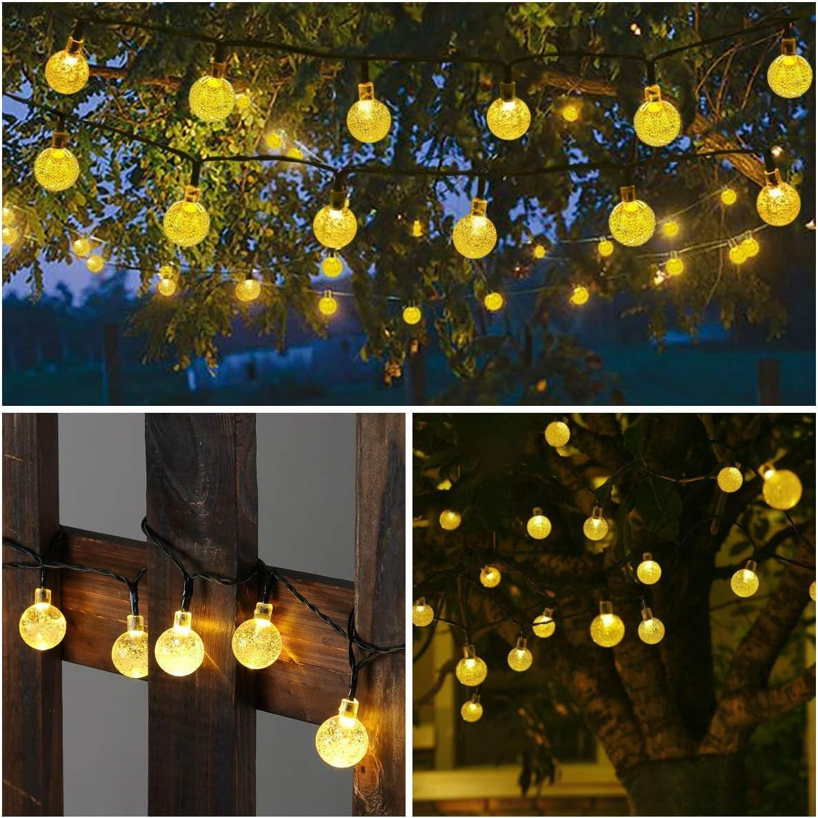 Solar String Lights Outdoor, 36ft 60 LED Globe String Light with 8 Mode, Wate...