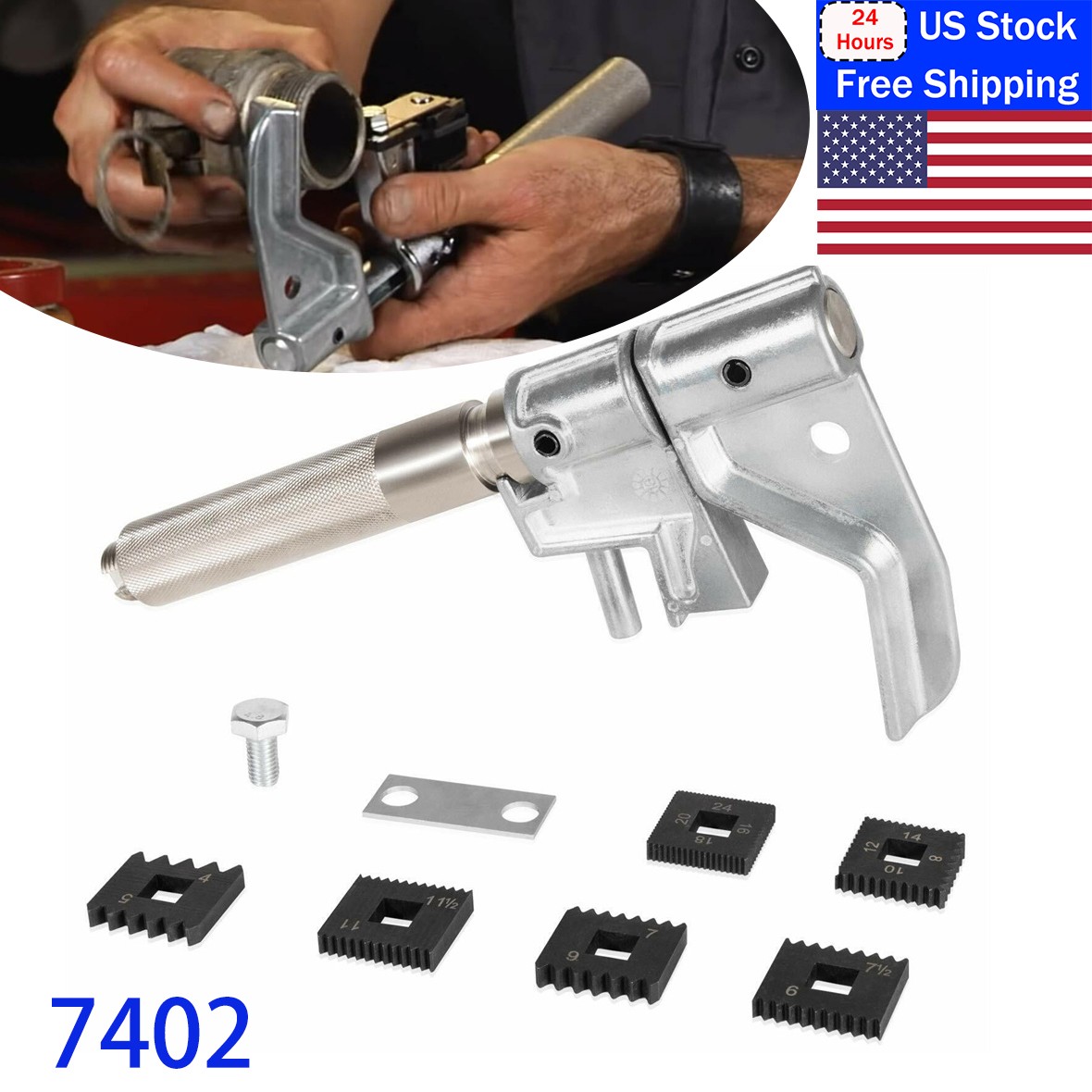 7402 Universal Outside Thread Chaser with 6 Dies 216884 Use for 1-1/4” to 5” O.D