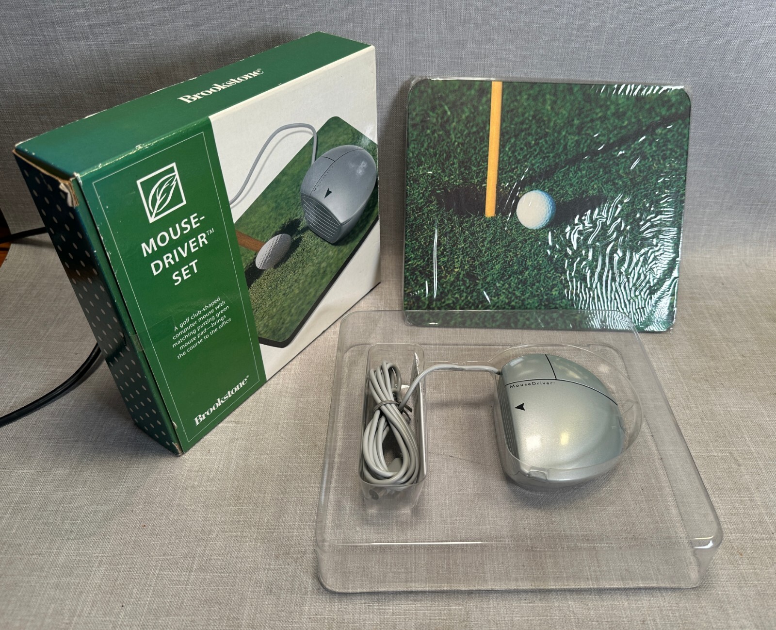 NOS! Brookstone Vintage Computer Mouse Golf Driver Set Ps/2 PGA w/ MousePad  ps2