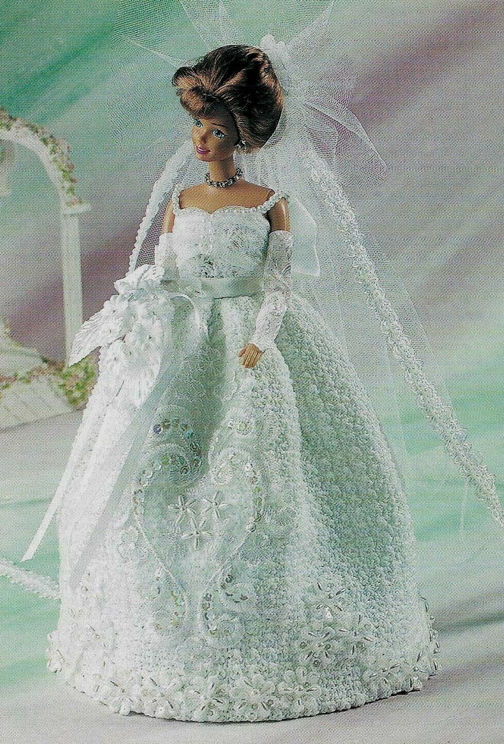PEARLS & BOWS BRIDE FASHION DOLL DRESS DIGEST SIZE CROCHET PATTERN INSTRUCTIONS
