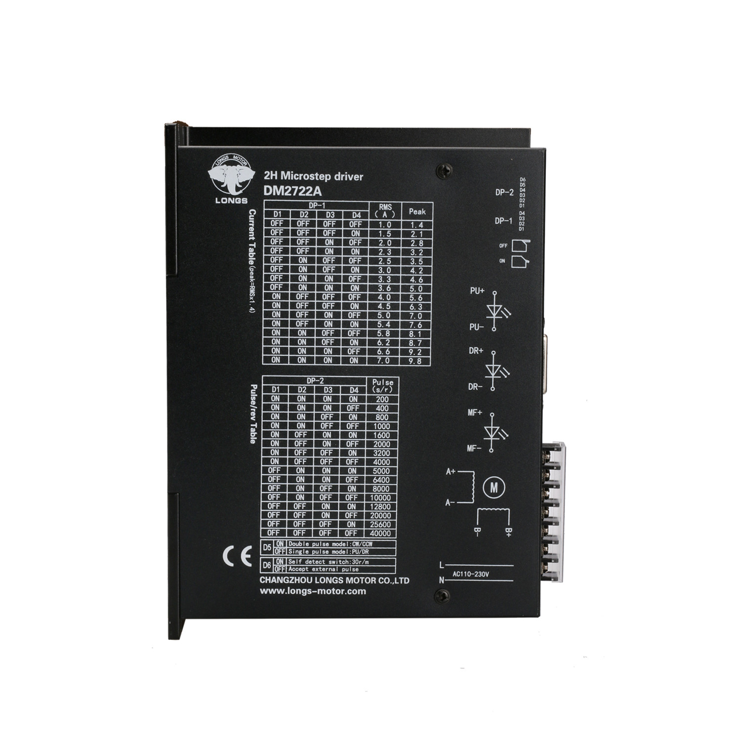CNC Mill Nema 34/42 stepper motor driver DM2722A,7A 110-230VAC 2/4phase LONGS