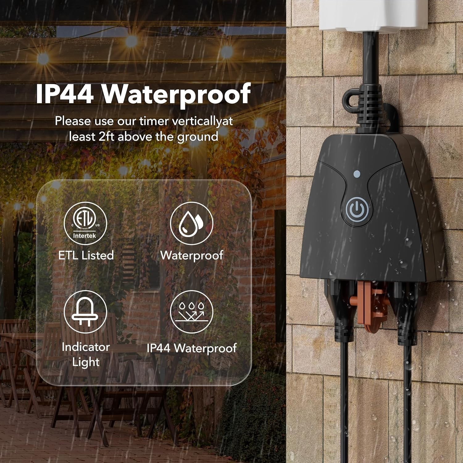 Weatherproof WiFi Plug, 2 Outlets, Alexa & Google Compatible