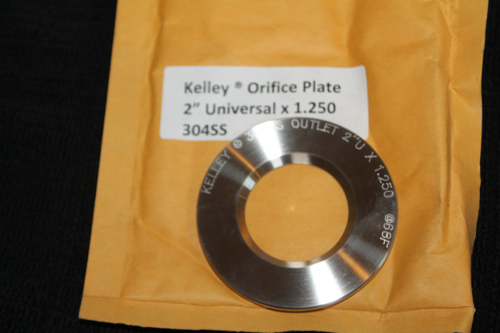Kelley 2" Orifice Plate universal 304ss 1.250" bore NEW