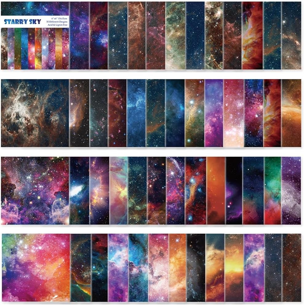 Origami Paper Kit 50 Sheets 70GSM 6 Inch Square Double Sided 70 GSM-galaxy