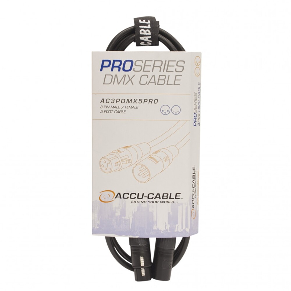 ADJ American DJ AC3PDMX5PRO Accu-Cable Pro Series 5' DMX Cable, 3-Pin
