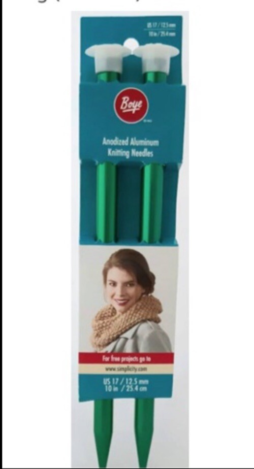 Boye Knitting Needles Sz 17 Single Point Aluminum - 10" NEW NIP