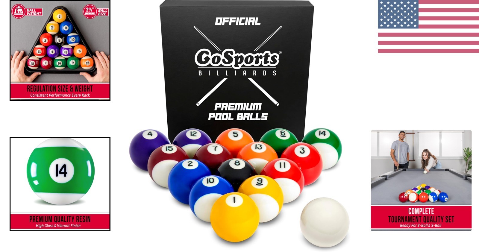 Durable Regulation Pool Balls Set - Includes 15 Solids, 1 Cue Ball, 57mm