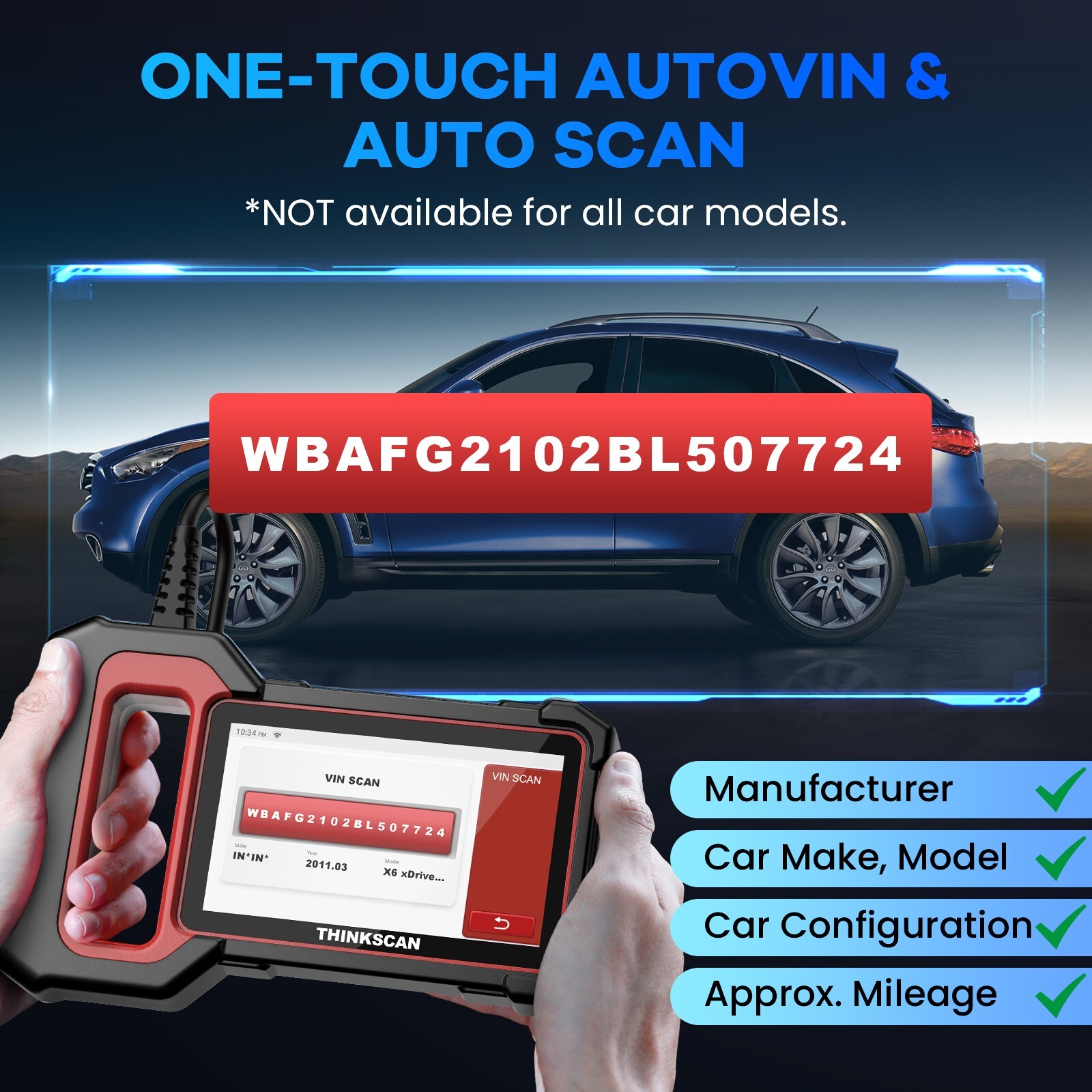 ThinkScan Plus S7 OBD2 Scanner Code Reader ABS SRS Car Engine Diagnostic Tool