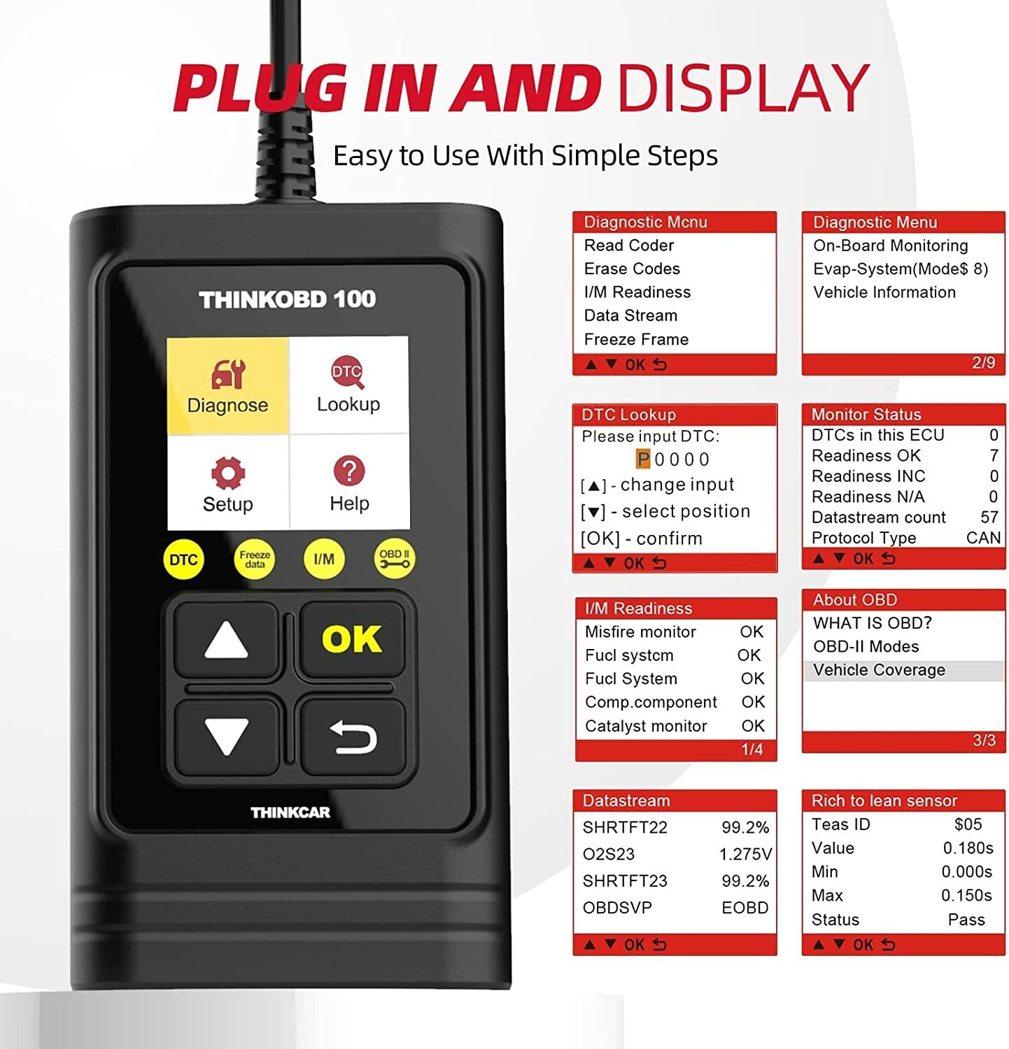 THINKCAR Full OBD2 Car Engine Code Reader THINKOBD100 Diagnostic Auto Scan Tool