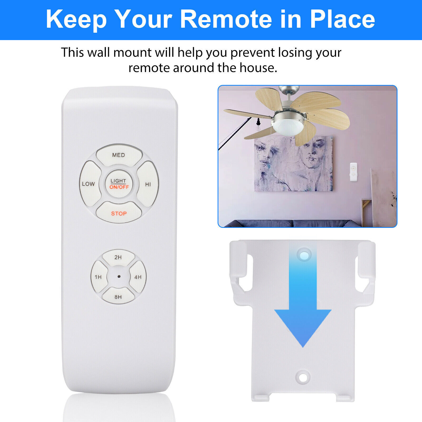 2x Universal Ceiling Fan Lamp Light Wireless Timing Remote Control Receiver Kit