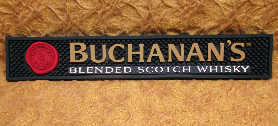 1 used Buchanan's Blended Scotch Whisky of Scotland rubber bar map 21" X 3.5"