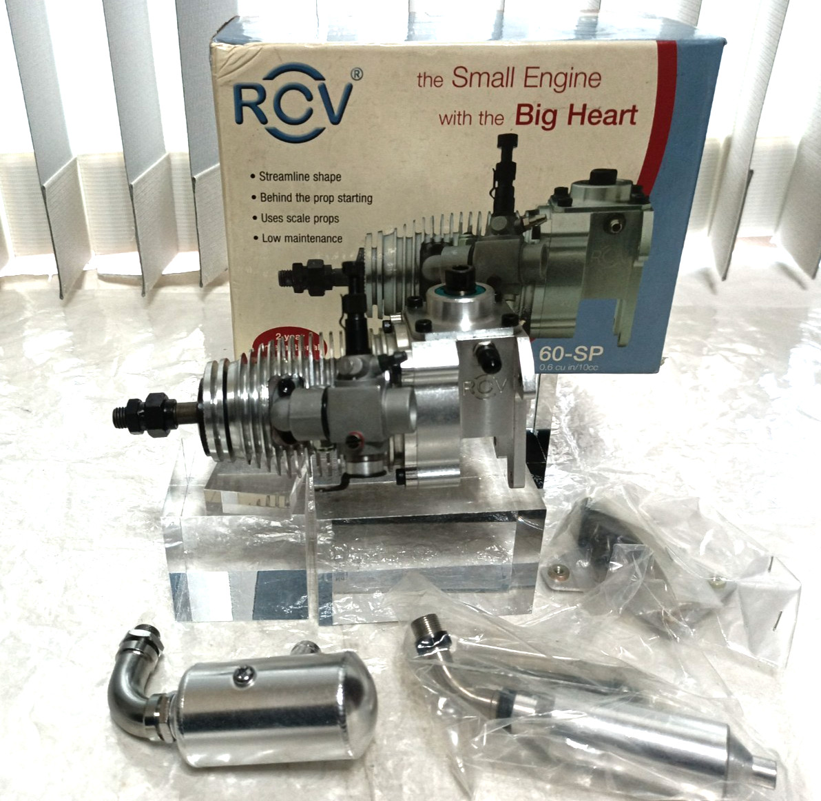 RCV 60-SP 4-Stroke Glow Engine w/ 2 Mufflers Rotary Valve Scale RC Airplane New
