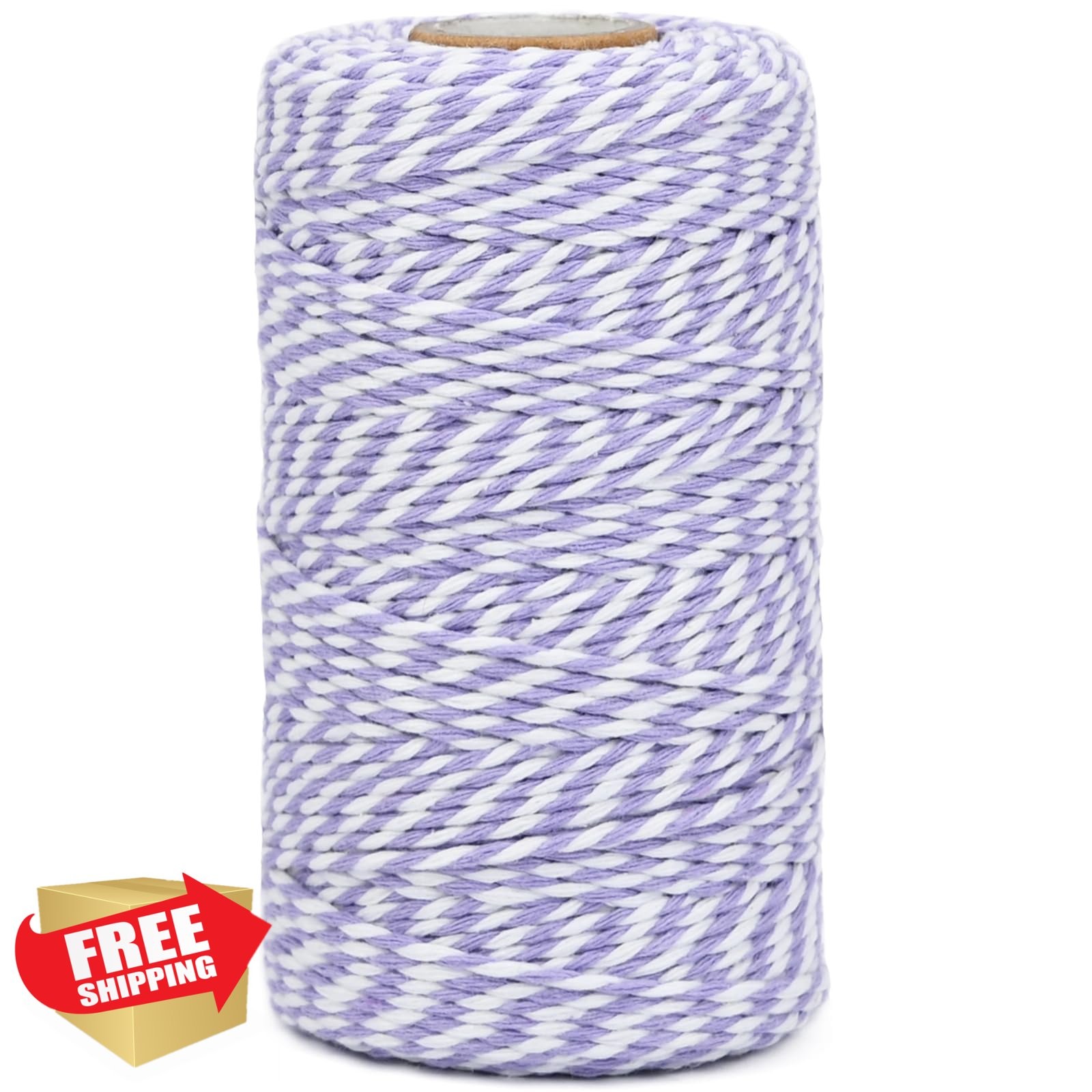 Lilac White Cotton Twine String 328ft 2mm Thick Crafts Gift Wrap