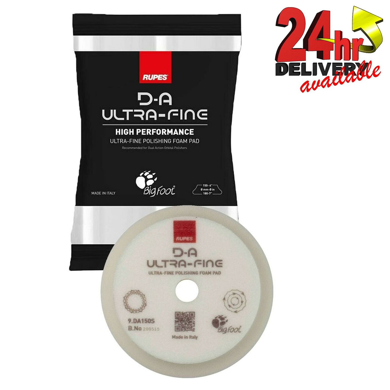 RUPES 9.DA150S BigFoot Foam Polishing Pads White Ultra Fine 150mm Face x 130mm