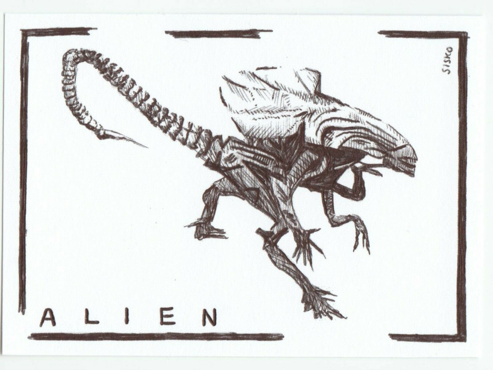 ACEO Art Sketch Card Alien Movie Queen Adult 02 Ink Drawing