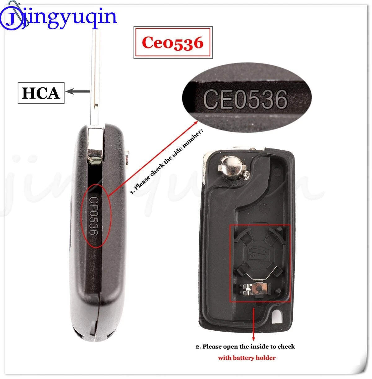 jingyuqin 2 Buttons Auto Car Remote Key Fob 433MHz ASK ID46 Chip For Peugeot 207