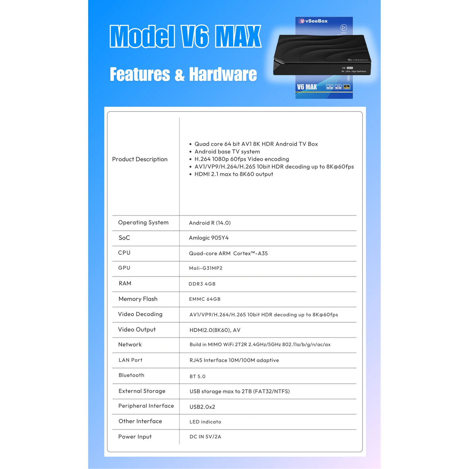 Vseebox Vsee V6 Max - Same Day Shipping Authorized Distributor Accept Offers