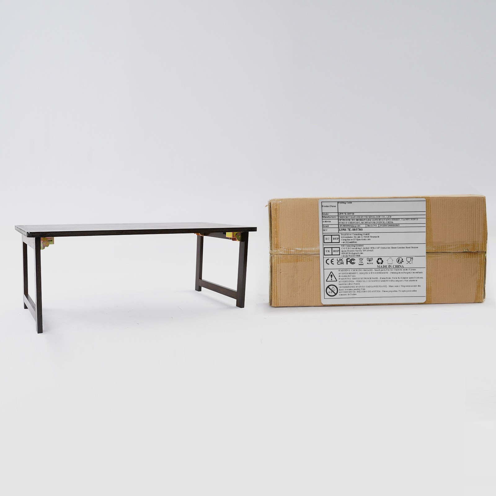 Folding Floor Table Foldable Coffee Table Sitting Dining Table Walnut Color NEW