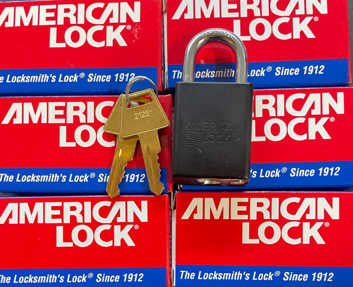 Lot of 6 American Lock Series 1100 Black Safety Padlock Keyed Alike