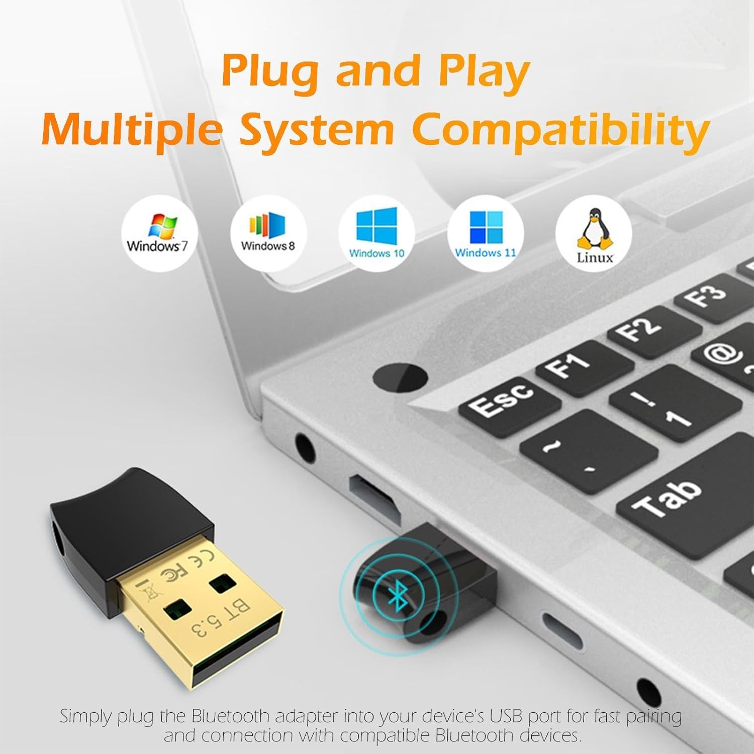Effortless Bluetooth 5.3 USB Dongle for Windows & Linux - Seamless Connectivity