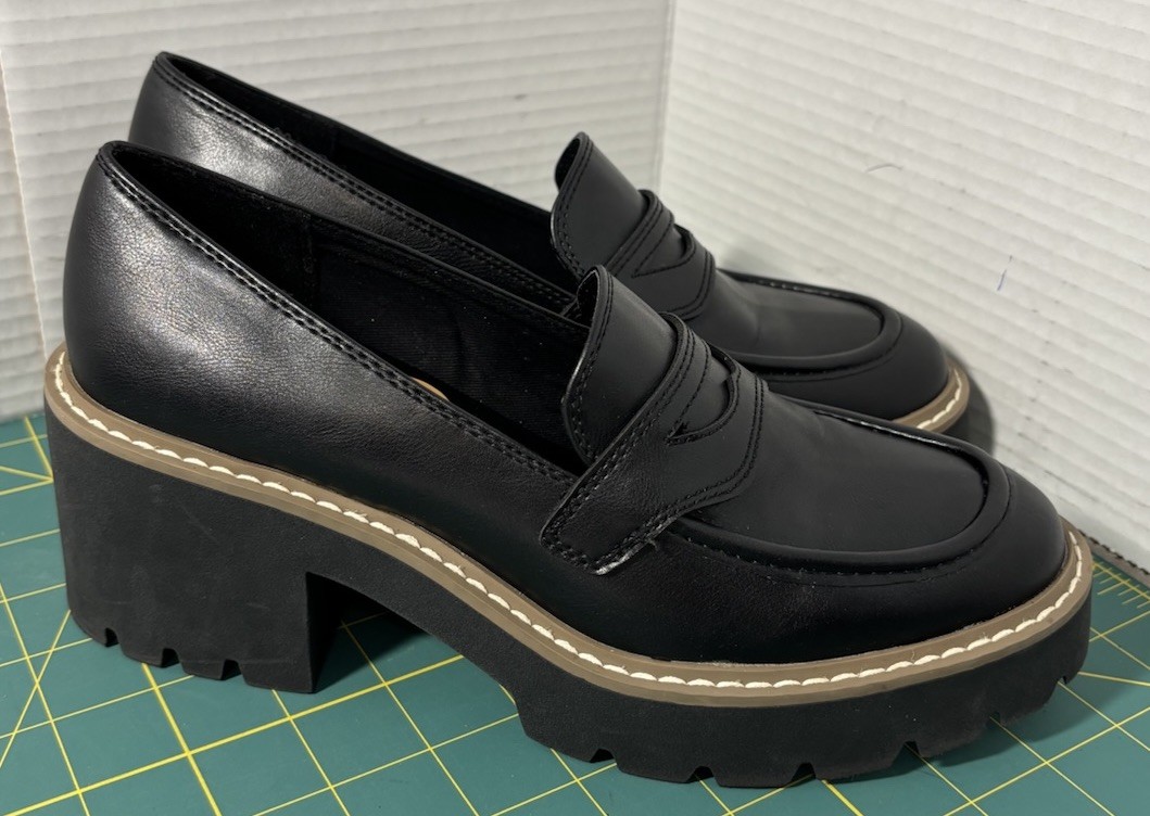 Dolce Vita Women's Shoes Size 7 Black Slip-on Lug Heel Platform Loafers