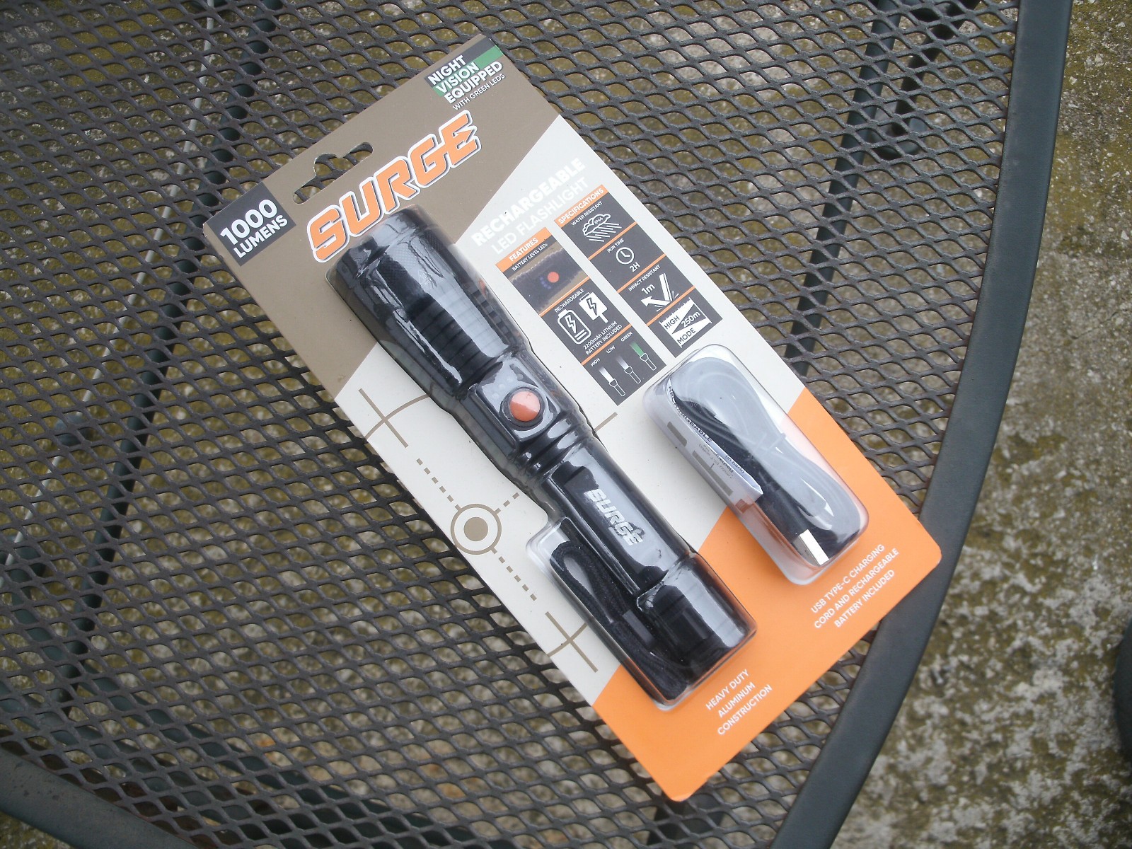 Surge 1000 Lumen Rechargeable Clear/Green LED Flashlight HHL4065BS - NEW in PKG