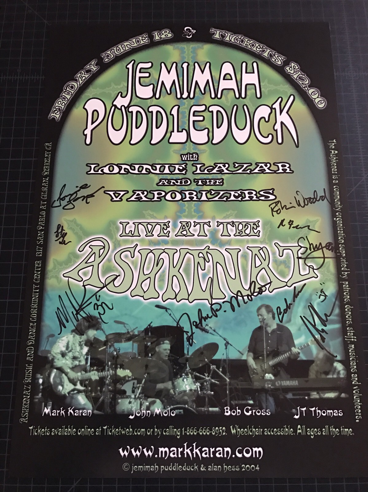 JEMIMAH PUDDLEDUCK GRATEFUL DEAD MARK KARAN MOLO LIVE BERKELEY CA 2004 *SIGNED
