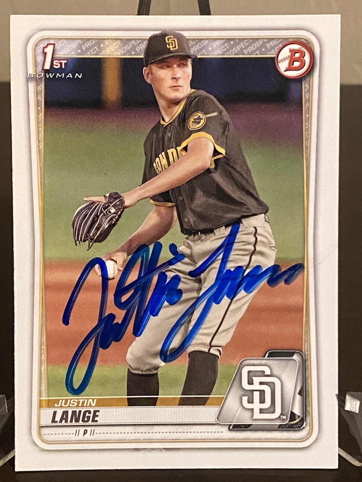 NEW YORK YANKEES JUSTIN LANGE 2020 BOWMAN DRAFT 1ST ED IN PERSON SIGNED CARD
