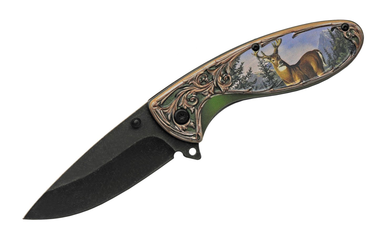 Spring-Assist Folding Knife | Deer Hunter 7.5" Stainless Blade + Pocket Clip