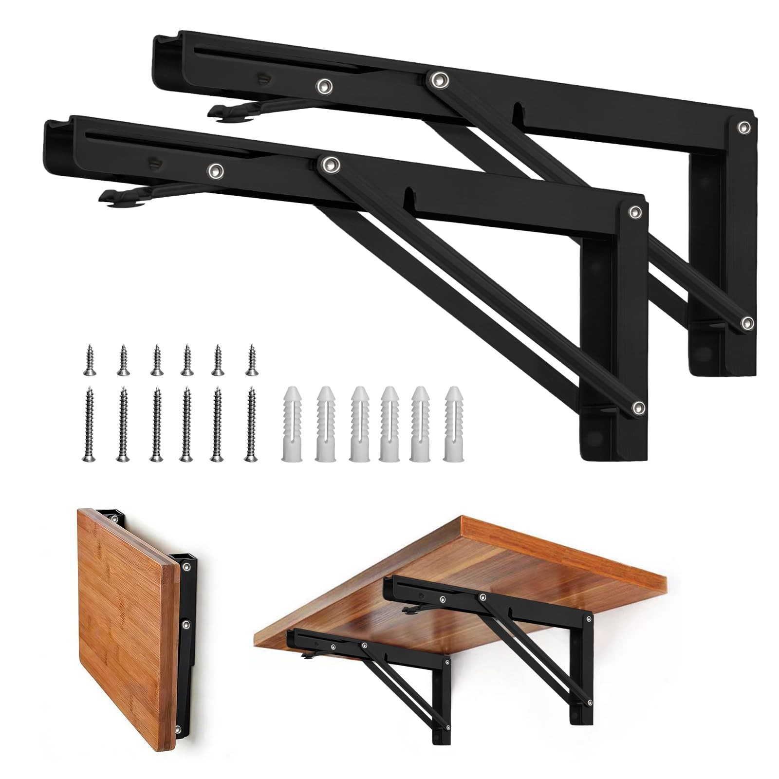 Storystore Folding Shelf Brackets - 12 Inch Heavy Duty Metal Collapsible Shel...