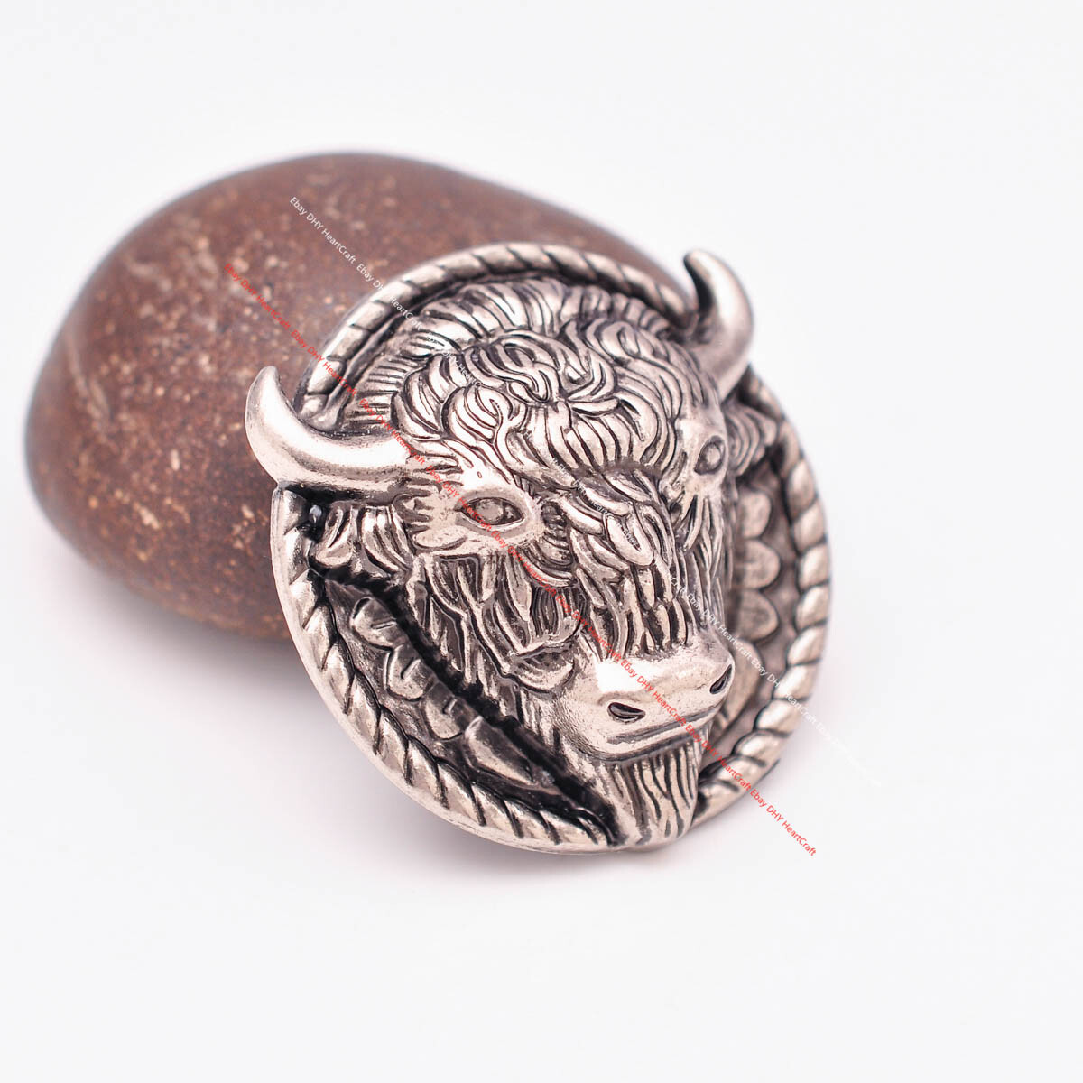 2PC 48*50MM Big Buffalo Head Bison Leather Craft Belt Western Conchos Screwback
