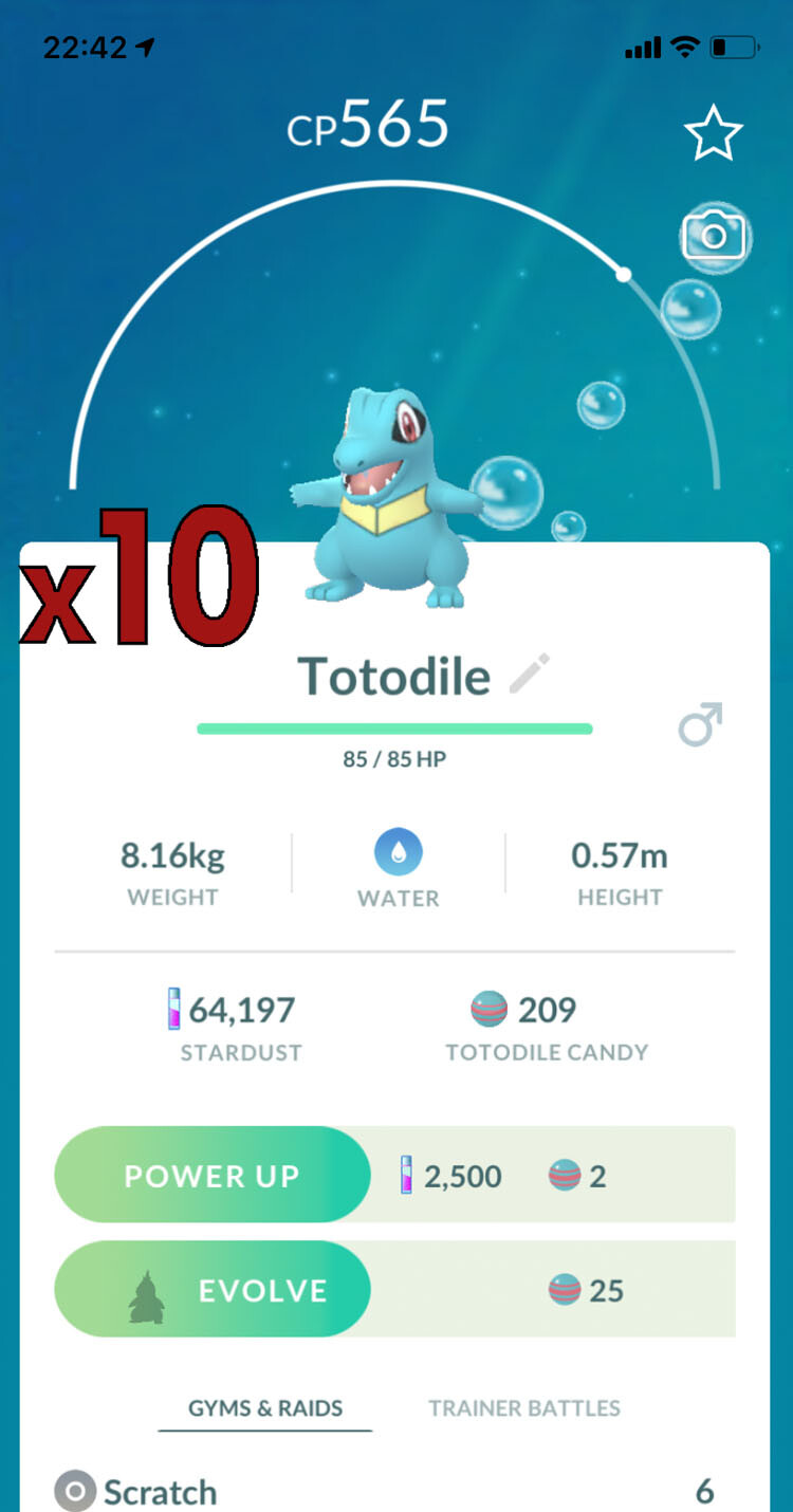 Pokemon TRADE - 10x Totodile Trade !! Good Chance of Lucky and Good IVs !!