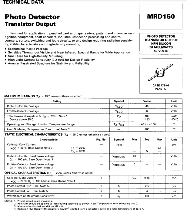 MRD150 Photodetector - Motorola - NOT Packaged