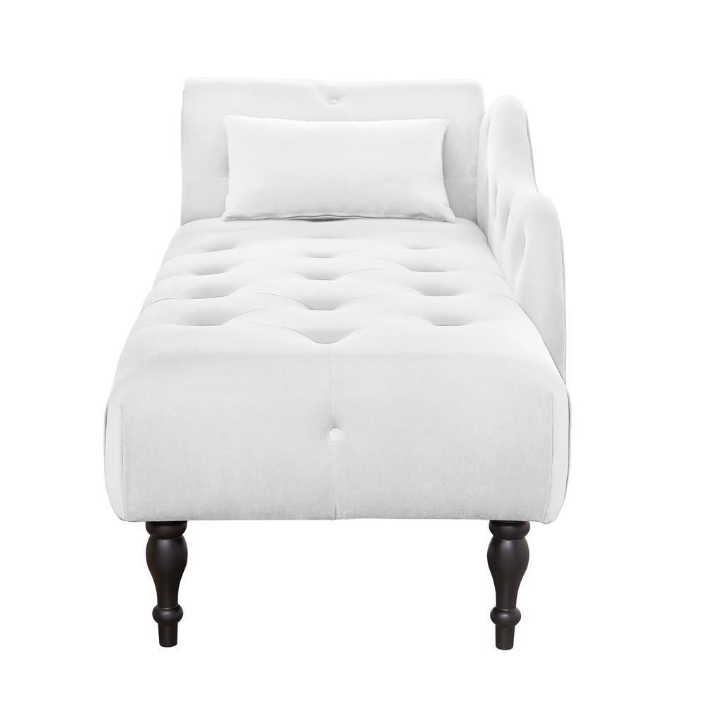 High Quality 60.6" Velvet Chaise Lounge Buttons Wood Legs with 1 Pillow Furnitu
