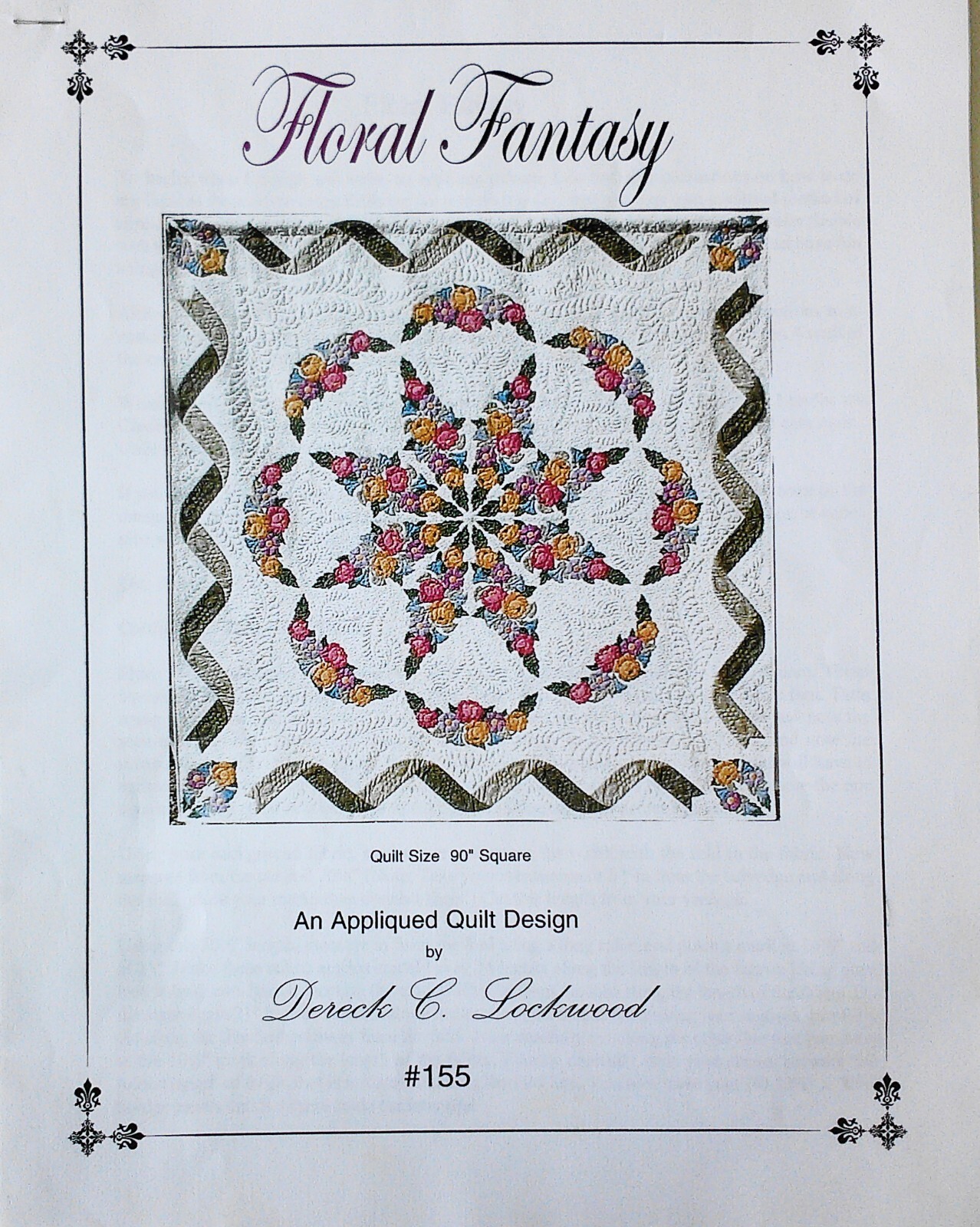 Dereck C. Lockwood Floral Fantasy #155 90" Square Quilt Pattern