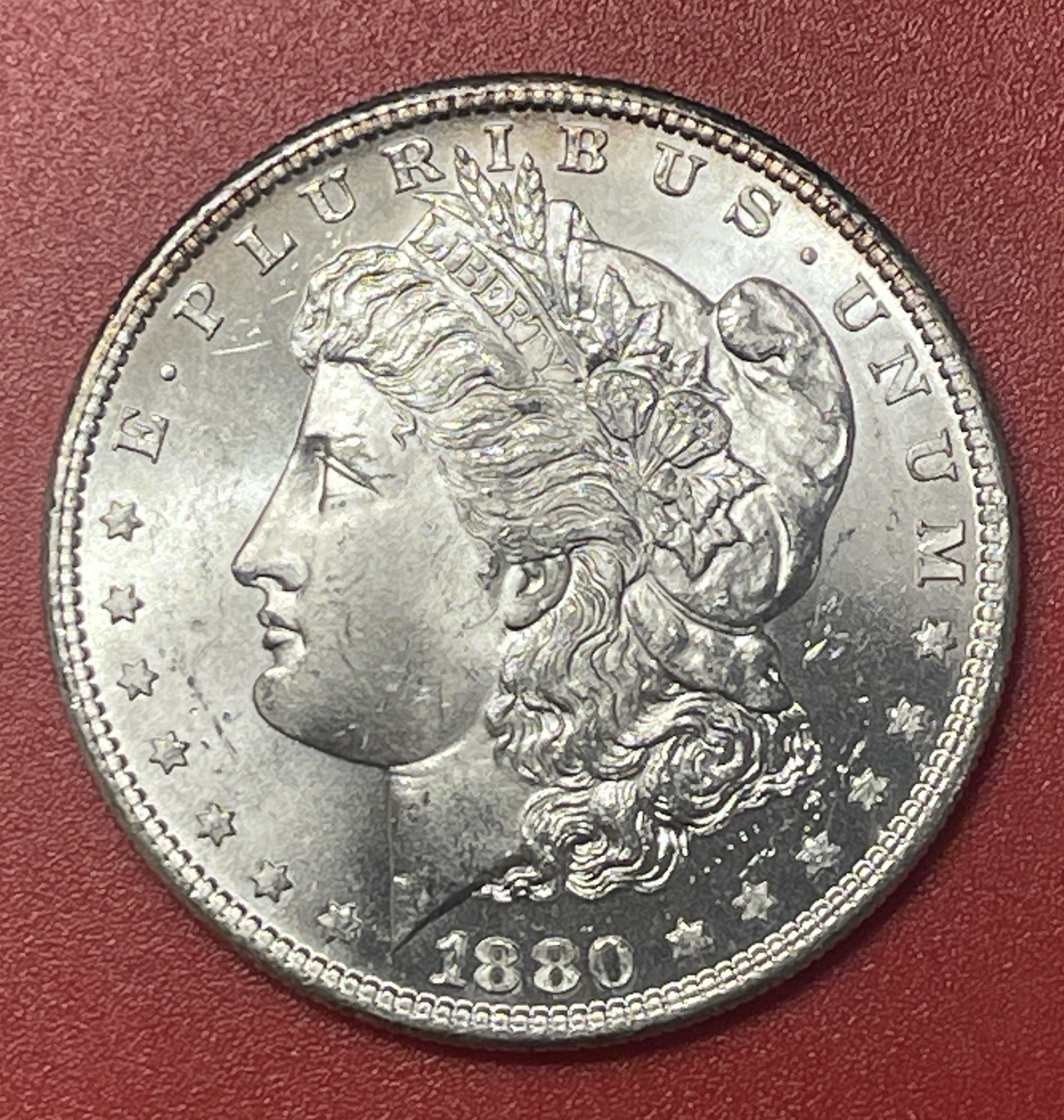 1880 S Morgan Silver Dollar, Choice Uncirculated.
