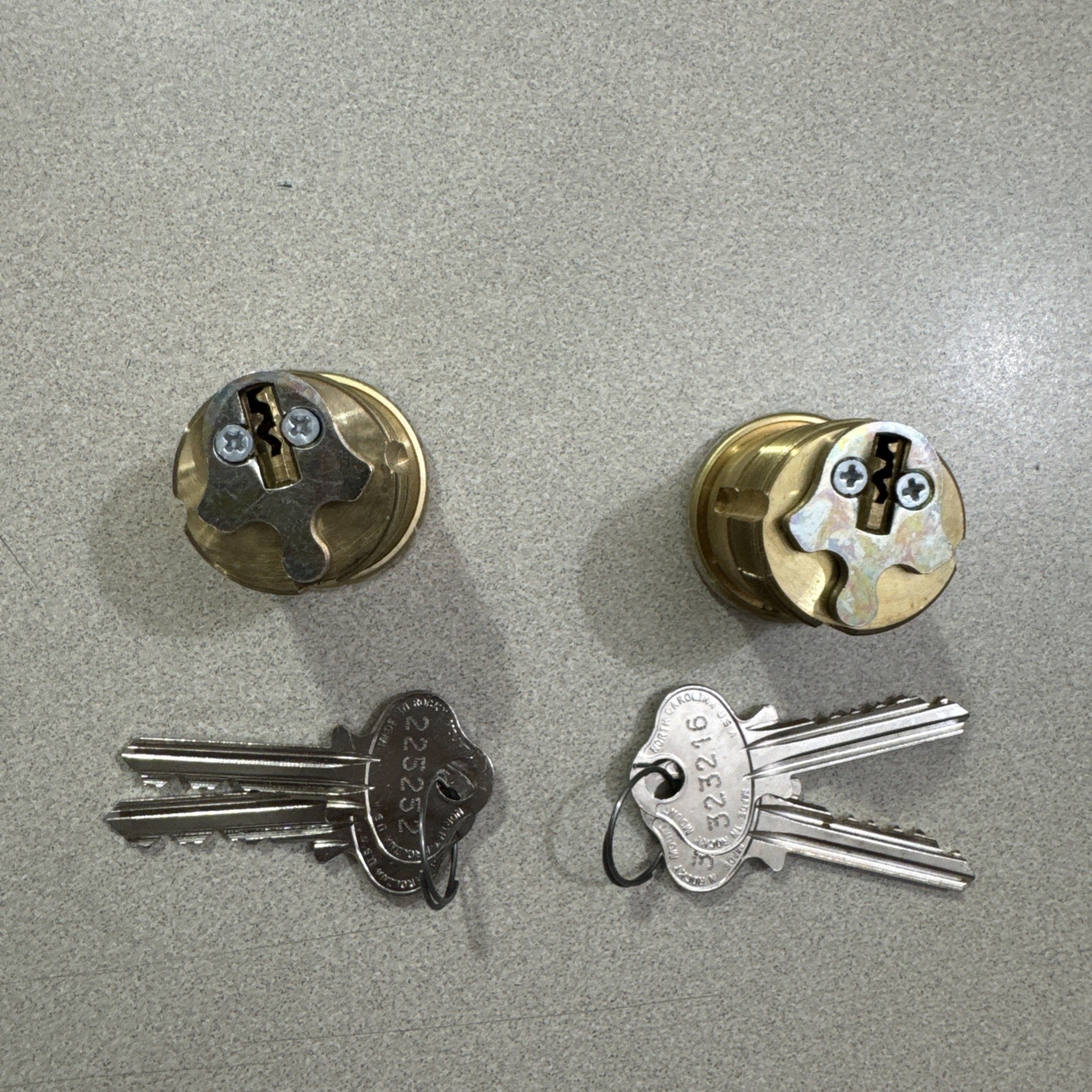 Ilco Brass Mortise Cyliner with Keys Mod 7226LA3-03-KD Lot Of 2