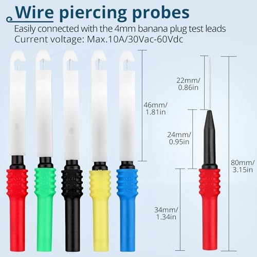 Back Probe Kit,35PCS Multimeter Test Leads with Piercing Probes & Clips | 3