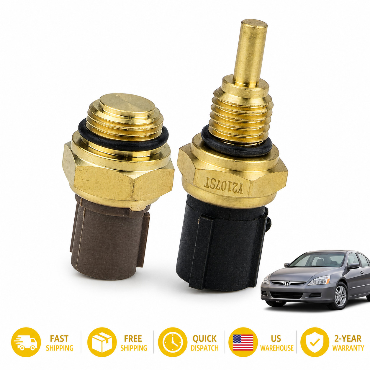 Sets of 2 Cooling Fan Switch Coolant Temp Sensor For Honda Accord CR-V Civic NEW